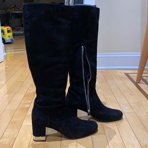 WOMENS BLACK SUEDE SIZE 40 SAINT LAURENT BOOTS